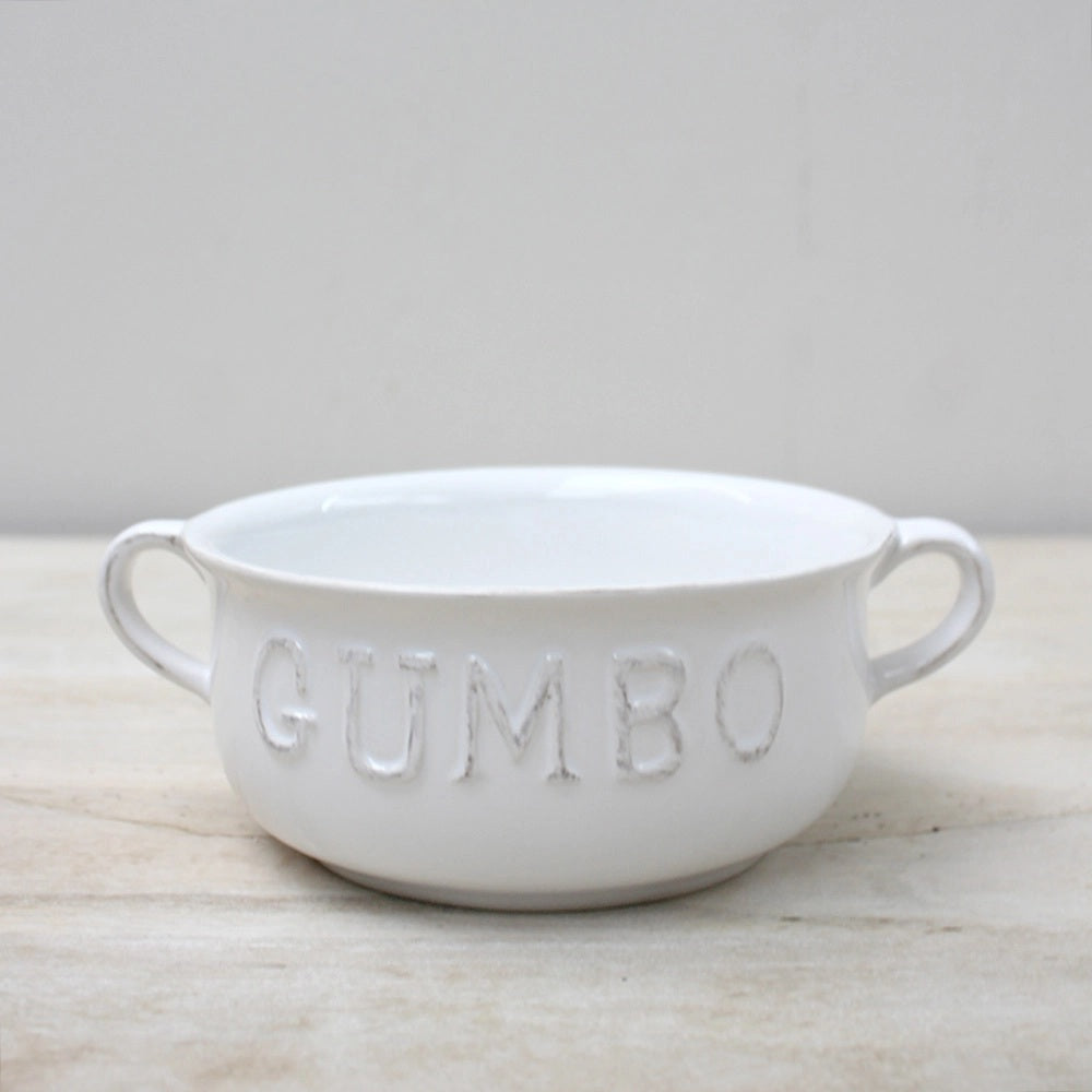 Gumbo Double Handle Bowl Antique White